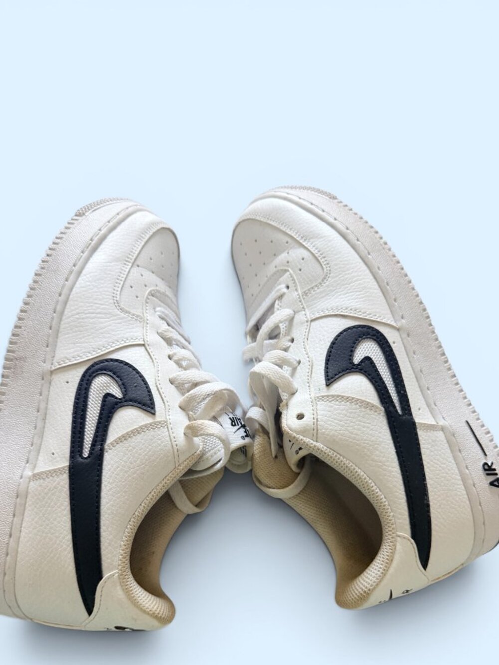 y2k Nike Air Force 1 Low White black Sneakers with new laces - Picture 3 of 16